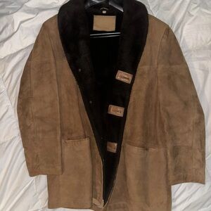 - Tailor Made Vintage - 1970s Real Leather Suede AAWool Handmade Coat Size L 42